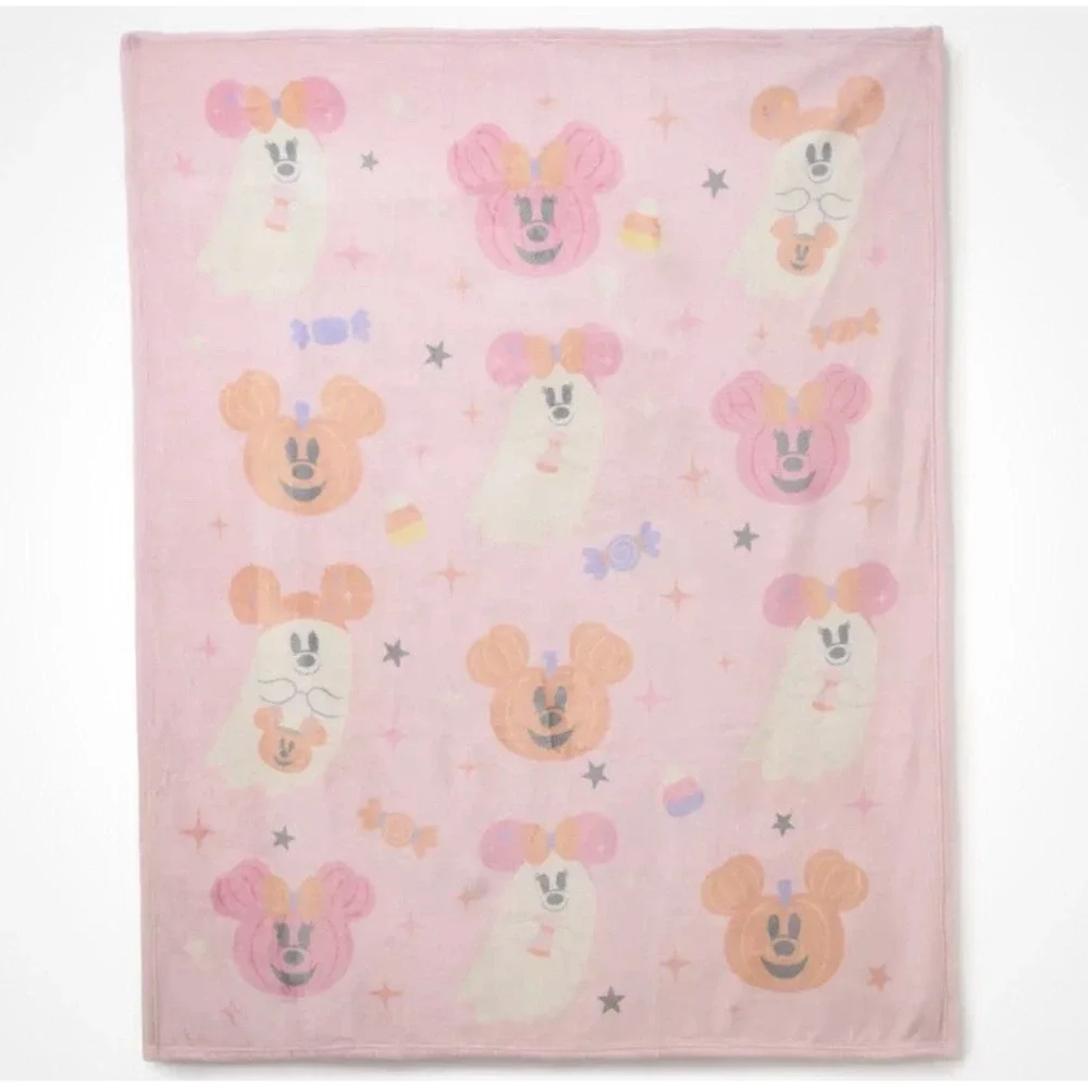 Disney Parks 2026 Halloween Pastel Cutie Minnie Mouse Pumpkin Throw Blanket New